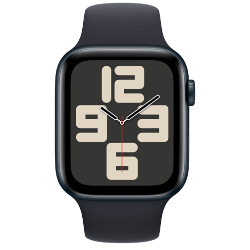 Apple Watch SE 2023 44mm Zwart (Zwarte Siliconenband M/L)